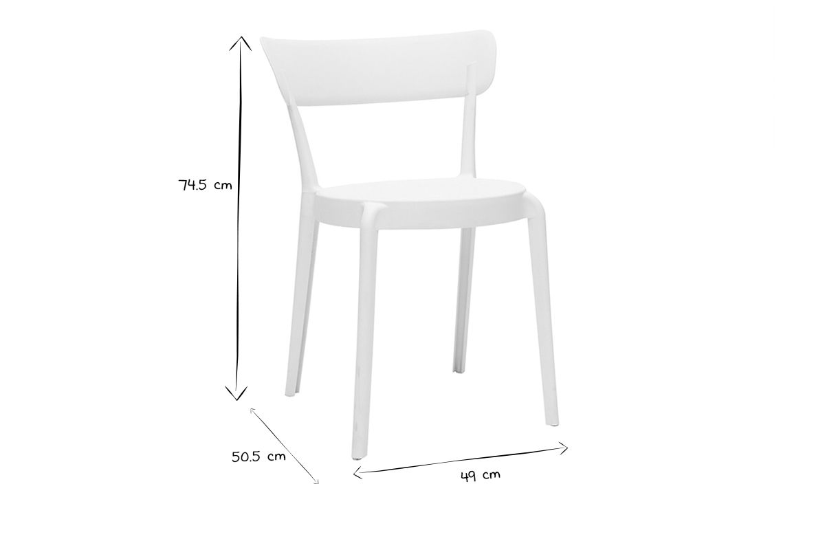 Chaises design blanches empilables intrieur - extrieur (lot de 2) RIOS