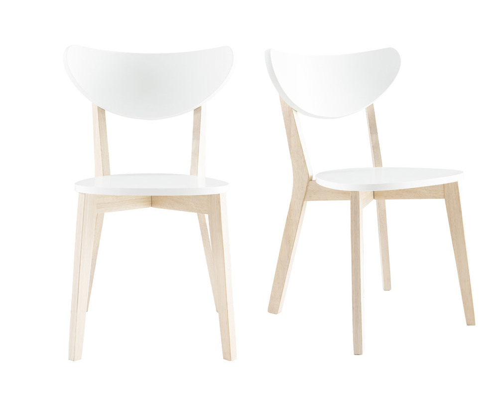 Chaises Design Bois Et Blanc Lot De 2 Leena Miliboo