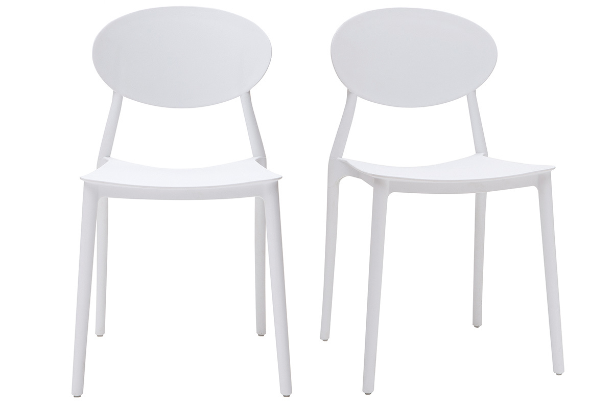 Chaises design empilables blanches intrieur - extrieur (lot de 2) ANNA