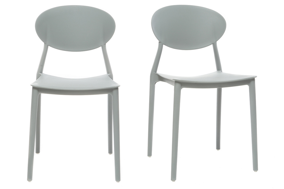 Chaises design empilables gris clair intrieur - extrieur (lot de 2) ANNA