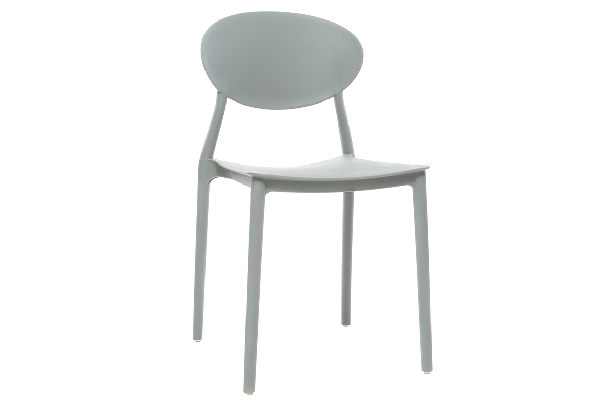 Chaises design empilables gris clair intrieur - extrieur (lot de 2) ANNA