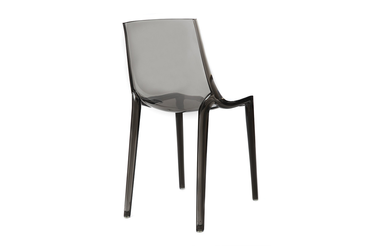 Chaises design empilables gris transparent intrieur - extrieur (lot de 2) YZEL