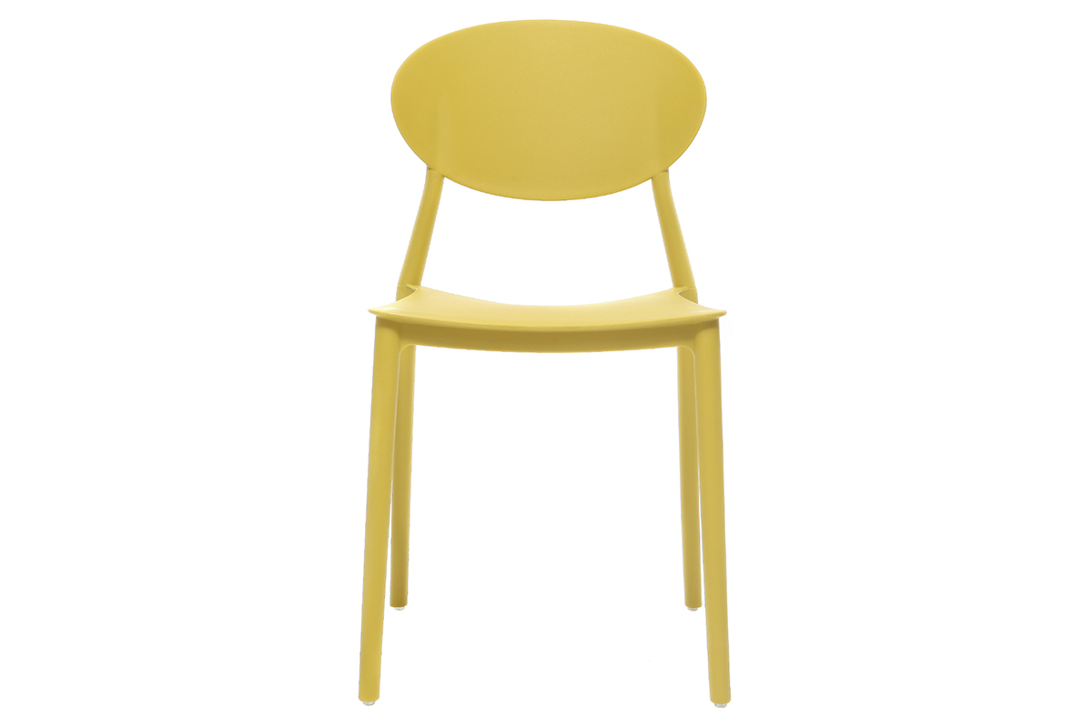 Chaises design empilables jaunes intrieur - extrieur (lot de 2) ANNA