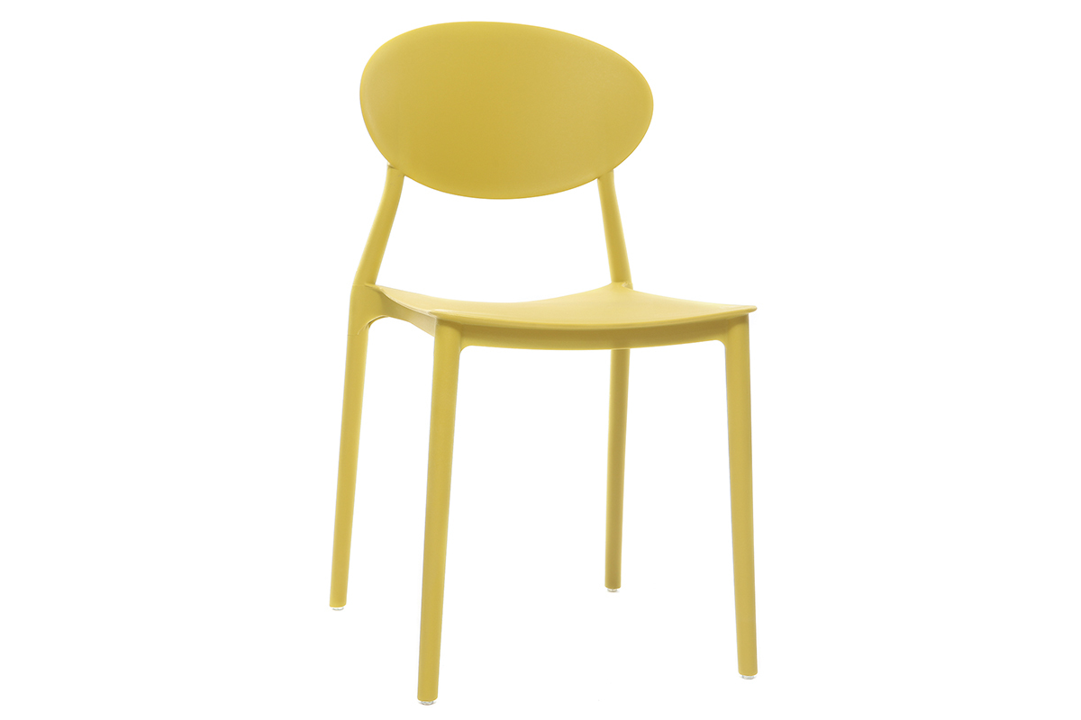 Chaises design empilables jaunes intrieur - extrieur (lot de 2) ANNA