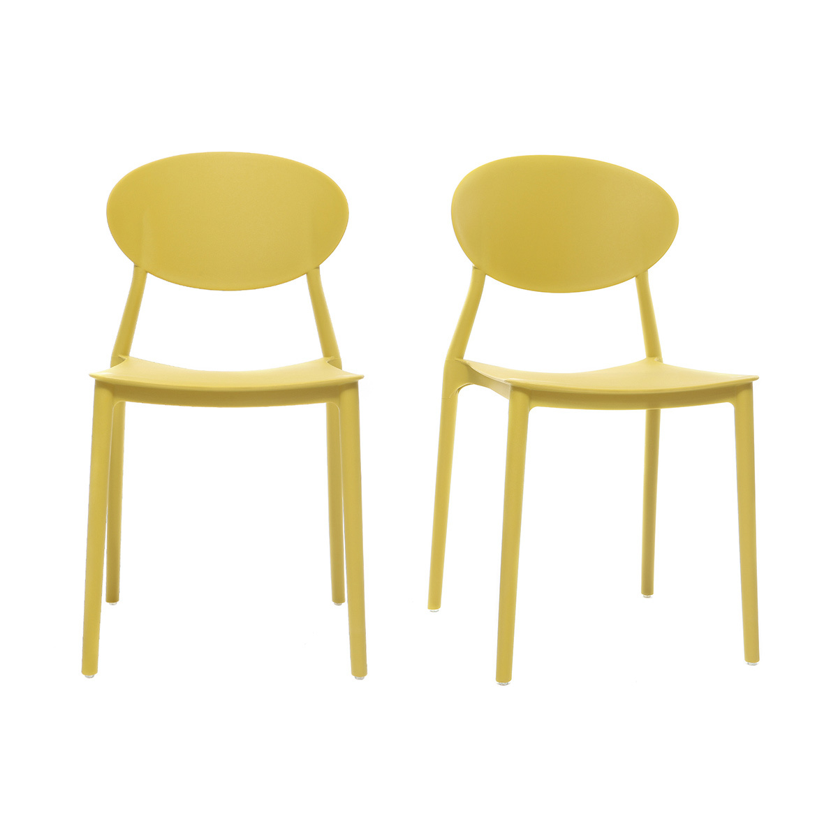 Chaises design empilables jaunes intérieur - extérieur (lot de 2) ANNA