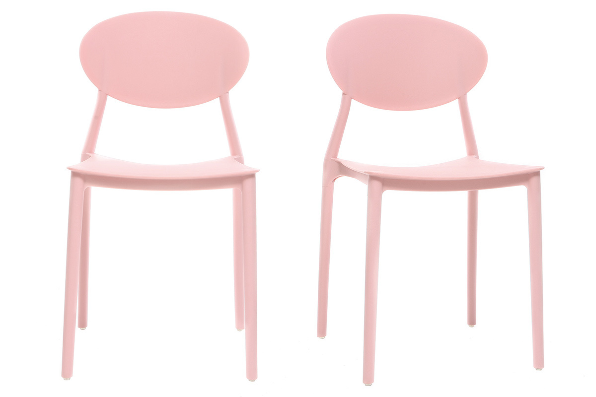 Chaises design empilables roses (lot de 2) ANNA