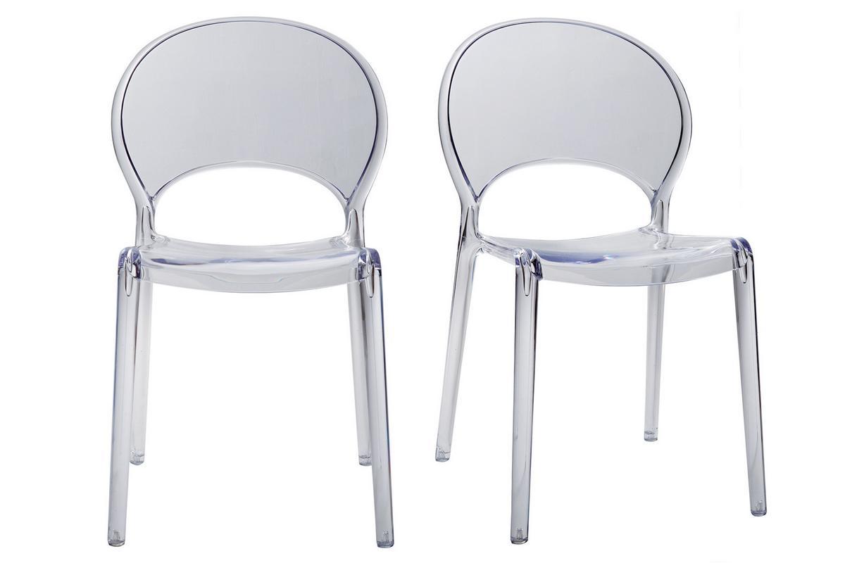 Chaises design empilables transparentes intrieur - extrieur (lot de 2) YOPAL