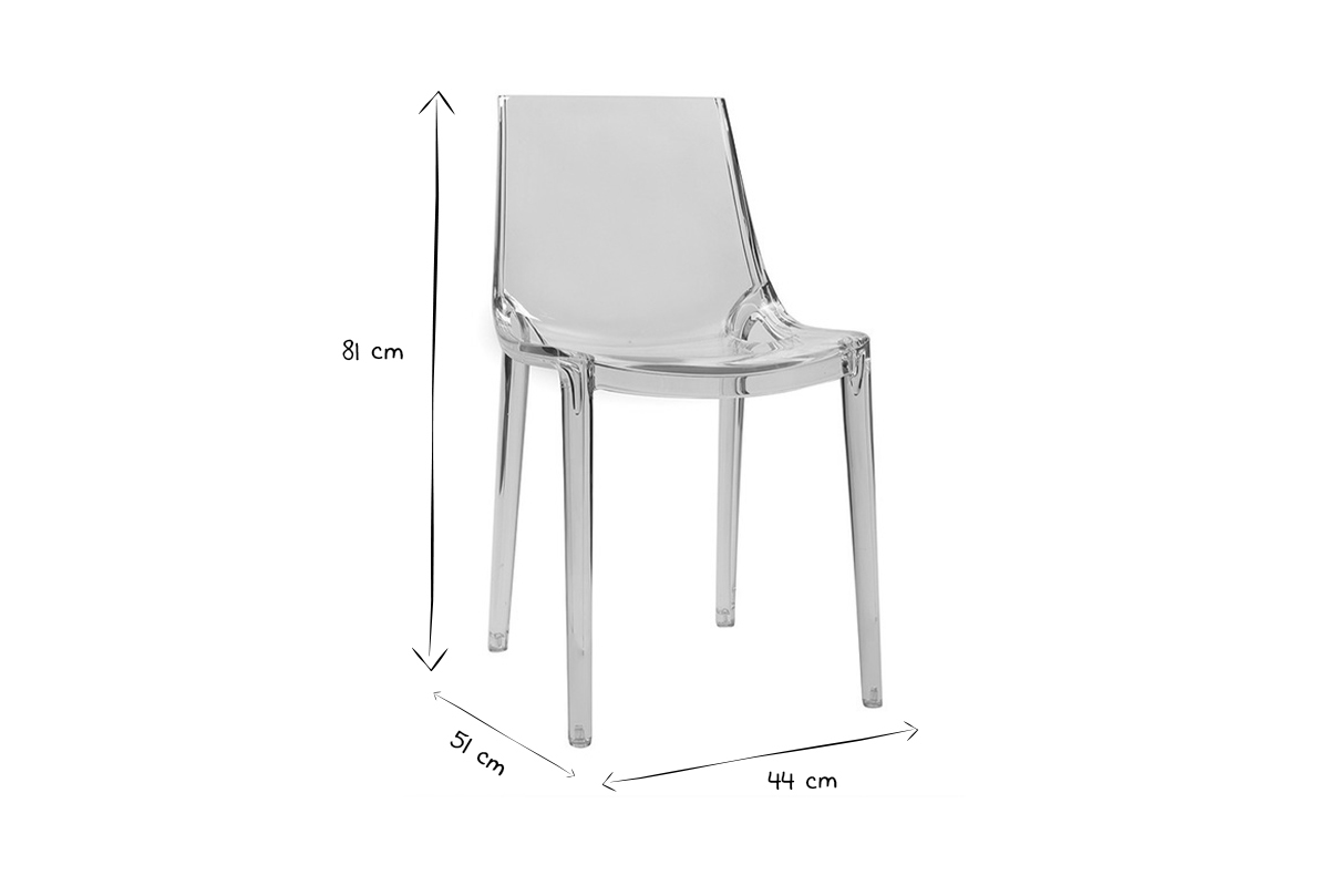 Chaises design empilables transparentes intrieur - extrieur (lot de 2) YZEL