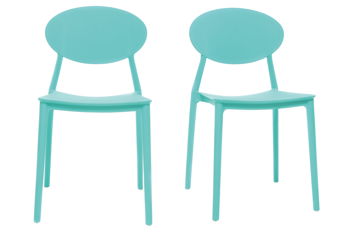 Chaises design empilables turquoise (lot de 2) ANNA