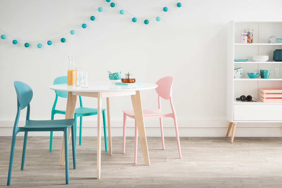 Chaises design empilables turquoise (lot de 2) ANNA