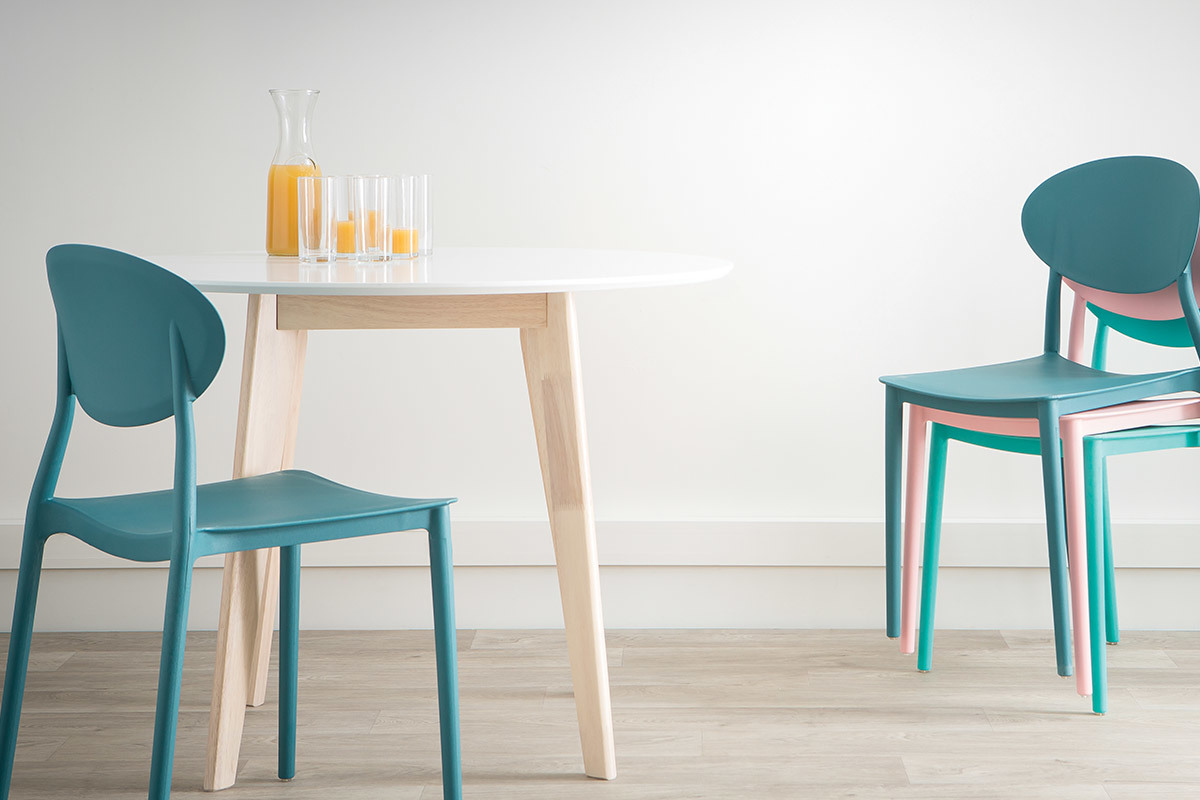 Chaises design empilables turquoise (lot de 2) ANNA