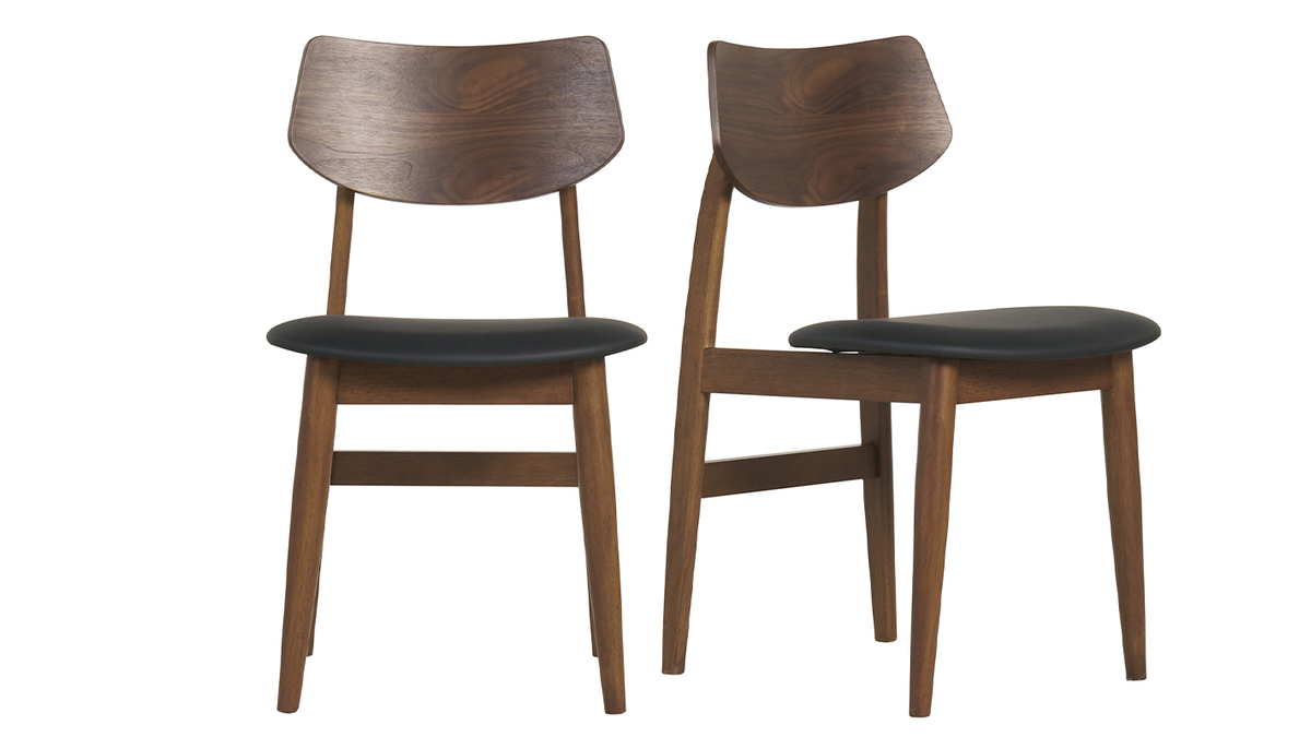 Chaises design en bois fonc et noir (lot de 2) ELION