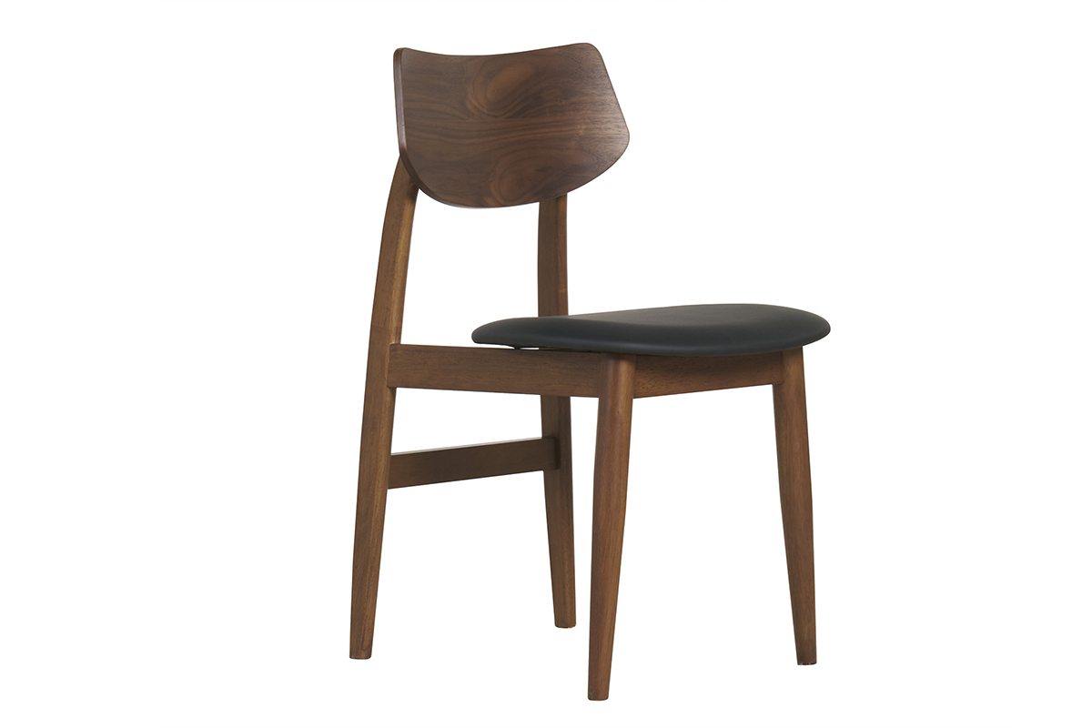 Chaises design en bois fonc et noir (lot de 2) ELION