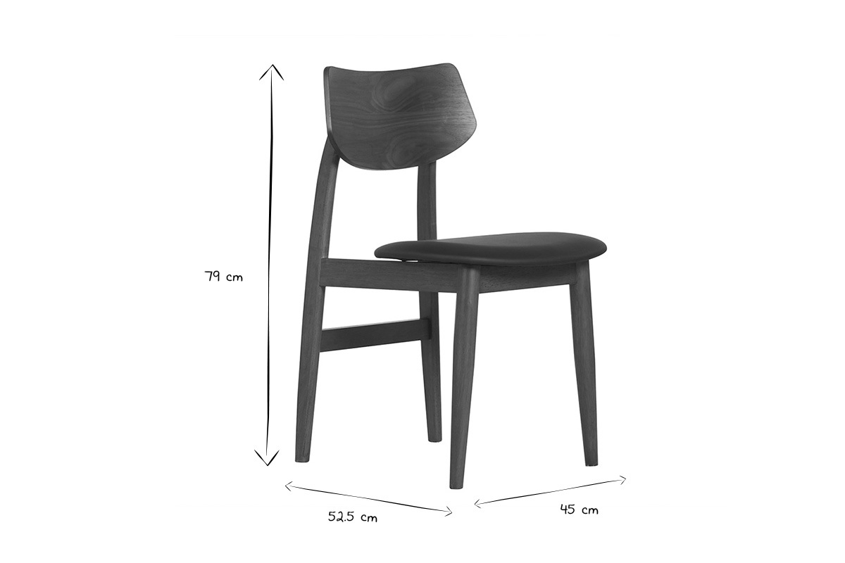 Chaises design en bois fonc et noir (lot de 2) ELION