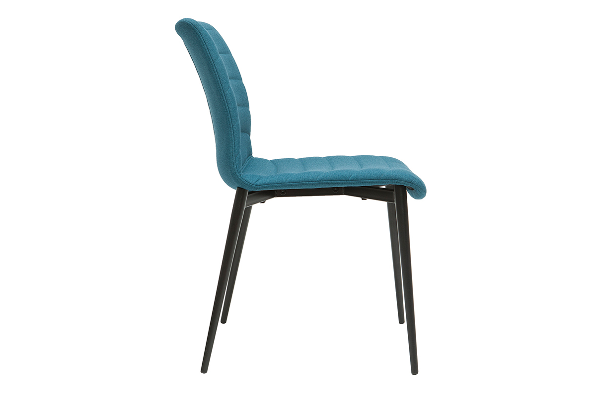 Chaises design en tissu bleu canard et mtal noir (lot de 2) ZADIG