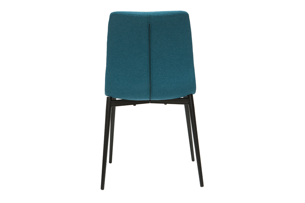 Chaises design en tissu bleu canard et mtal noir (lot de 2) ZADIG