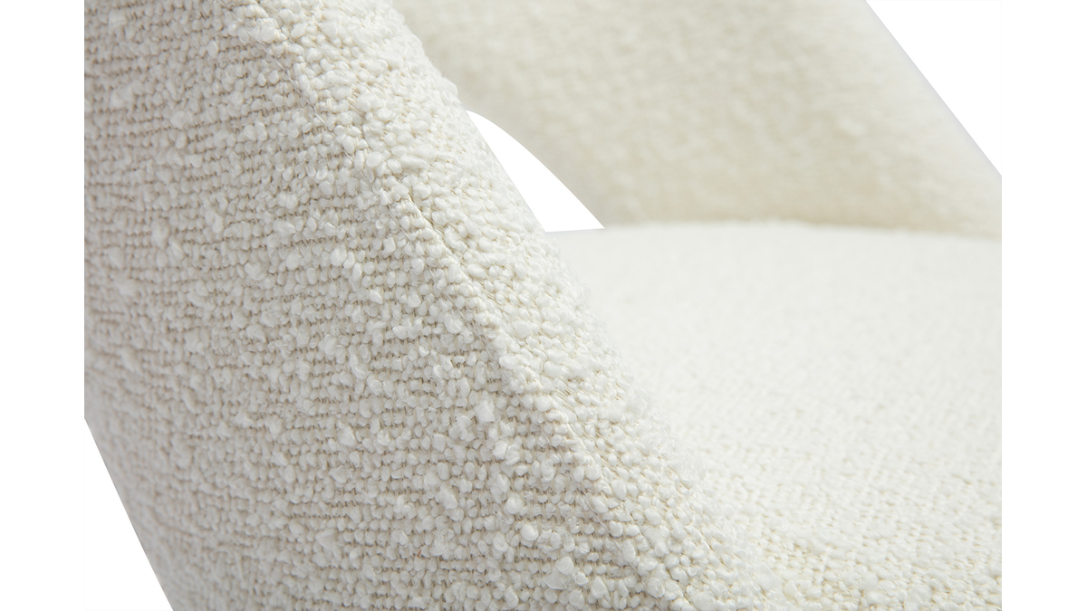 Chaises design en tissu effet laine boucle blanc et mtal noir (lot de 2) COSETTE