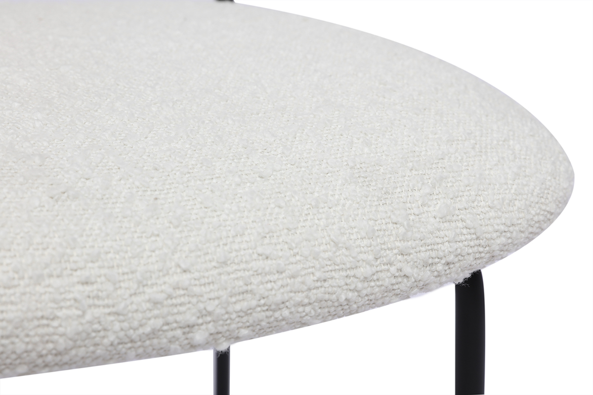 Chaises design en tissu effet laine boucle blanc, mtal noir et cannage rotin (lot de 2) MIRANDA