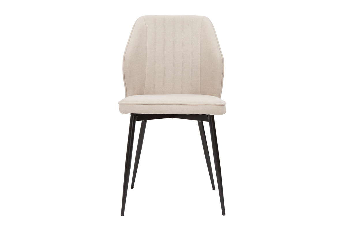 Chaises design en tissu effet velours beige et mtal noir (lot de 2) FANETTE