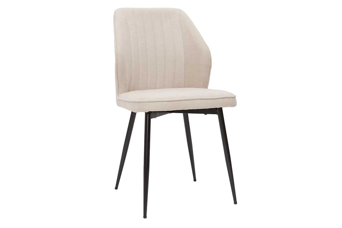 Chaises design en tissu effet velours beige et mtal noir (lot de 2) FANETTE