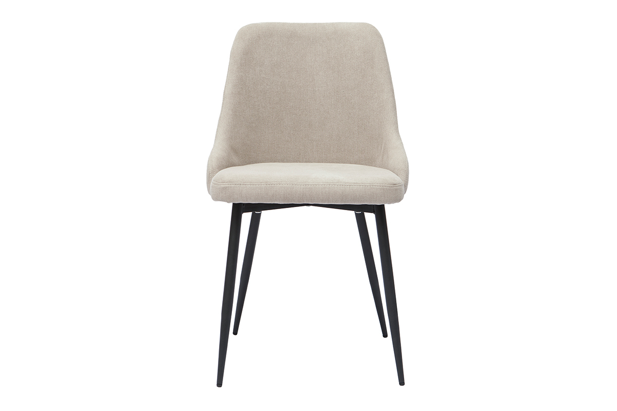 Chaises design en tissu effet velours beige naturel et mtal noir (lot de 2) CULT