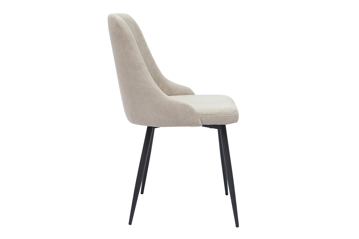 Chaises design en tissu effet velours beige naturel et mtal noir (lot de 2) CULT