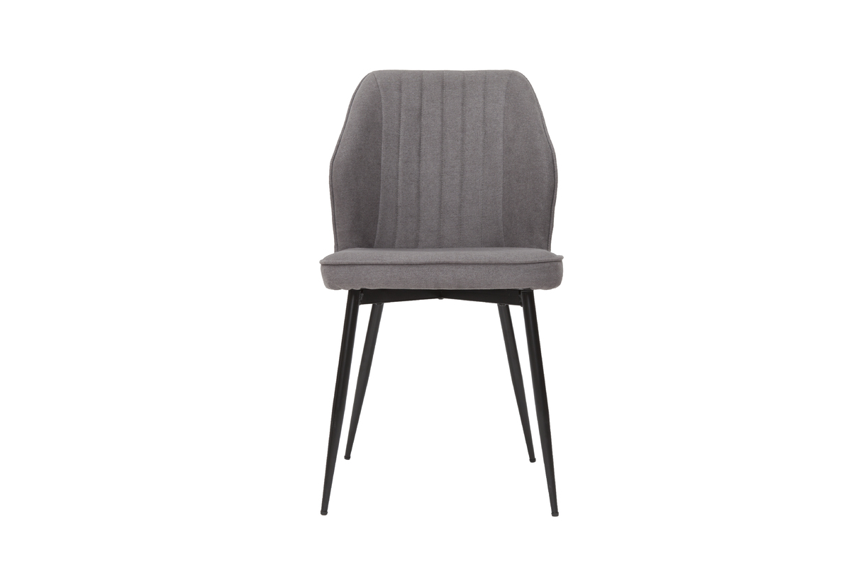 Chaises design en tissu effet velours gris et mtal noir (lot de 2) FANETTE