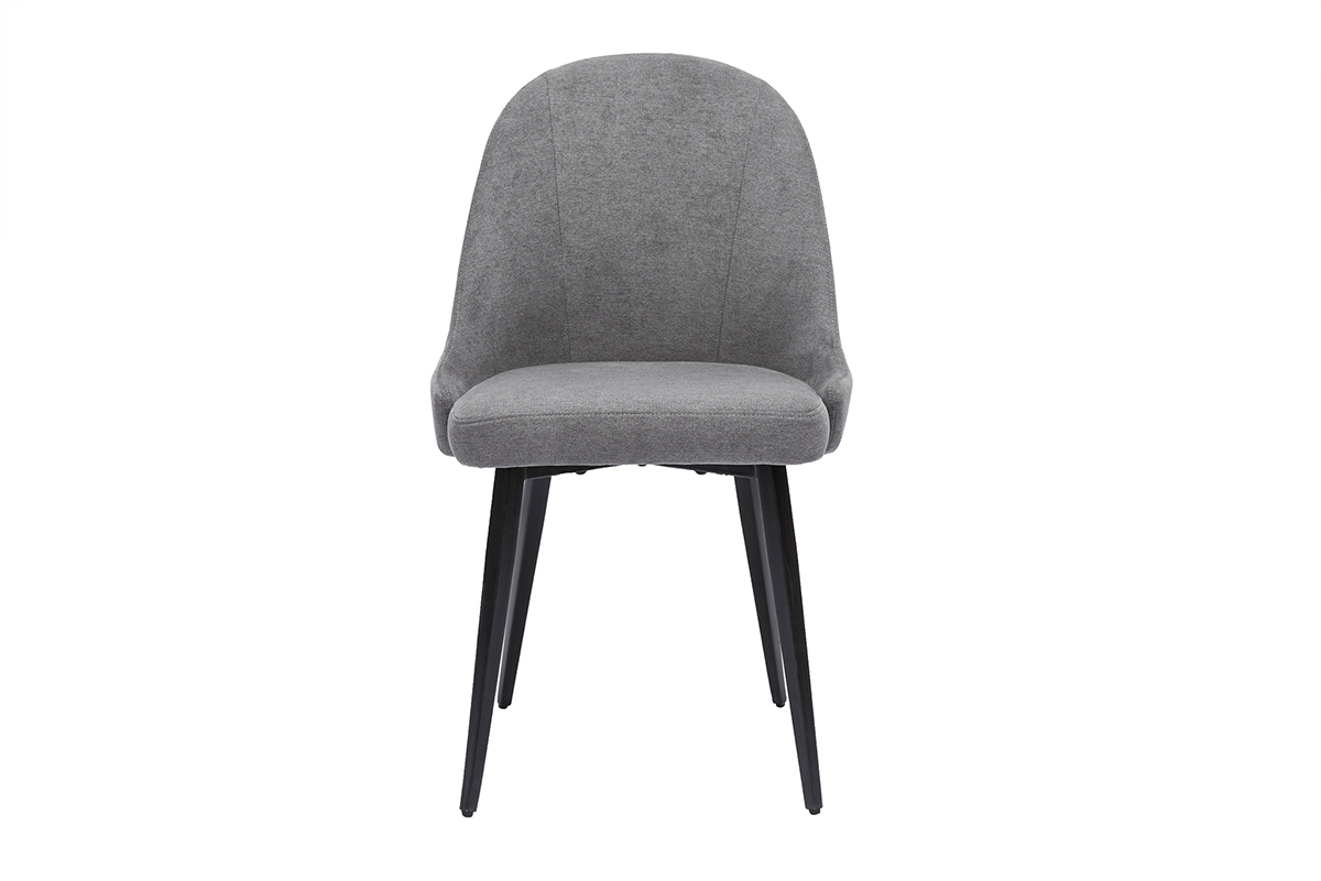 Chaises design en tissu effet velours gris et mtal noir (lot de 2) REEZ