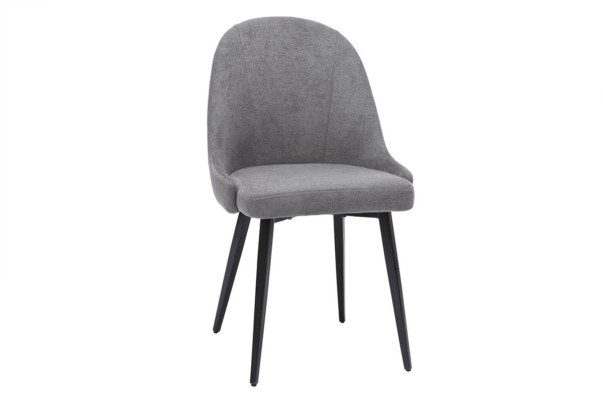 Chaises design en tissu effet velours gris et mtal noir (lot de 2) REEZ