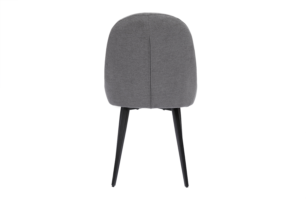 Chaises design en tissu effet velours gris et mtal noir (lot de 2) REEZ