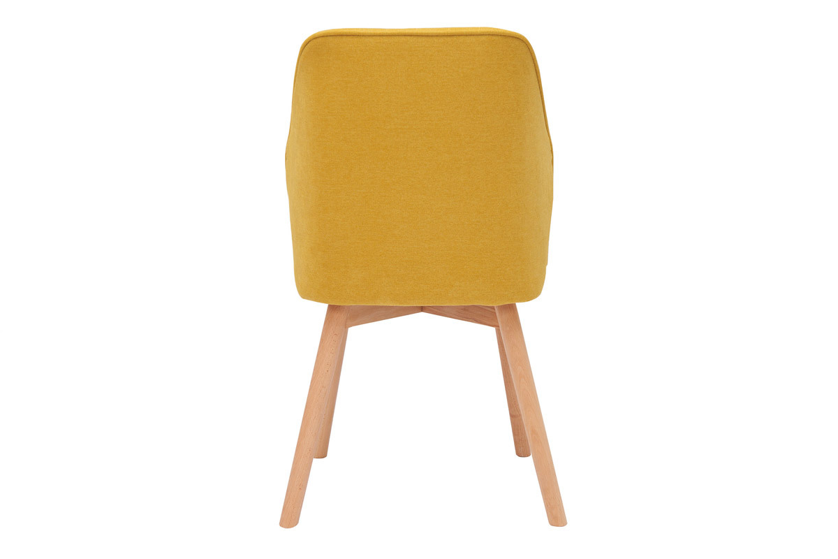 Chaises design en tissu effet velours jaune moutarde et bois clair (lot de 2) FANETTE