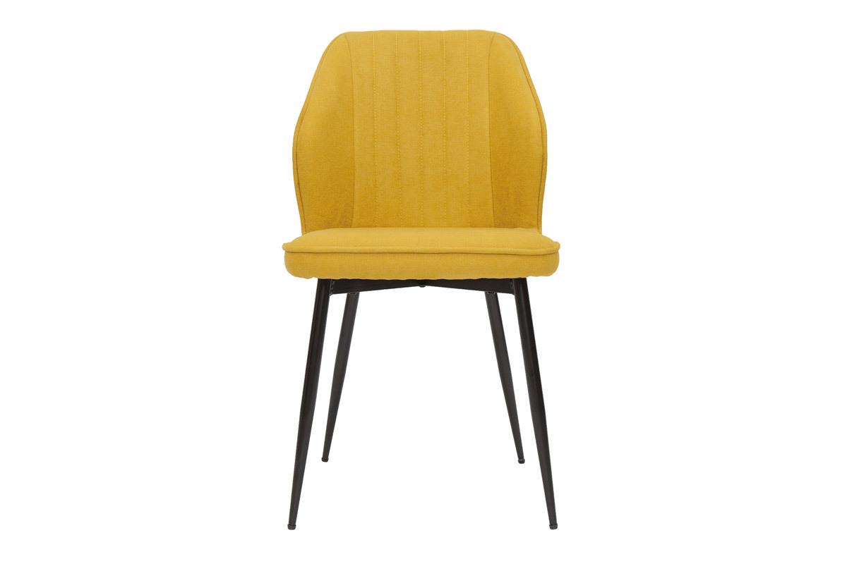 Chaises design en tissu effet velours jaune moutarde et mtal noir (lot de 2) FANETTE