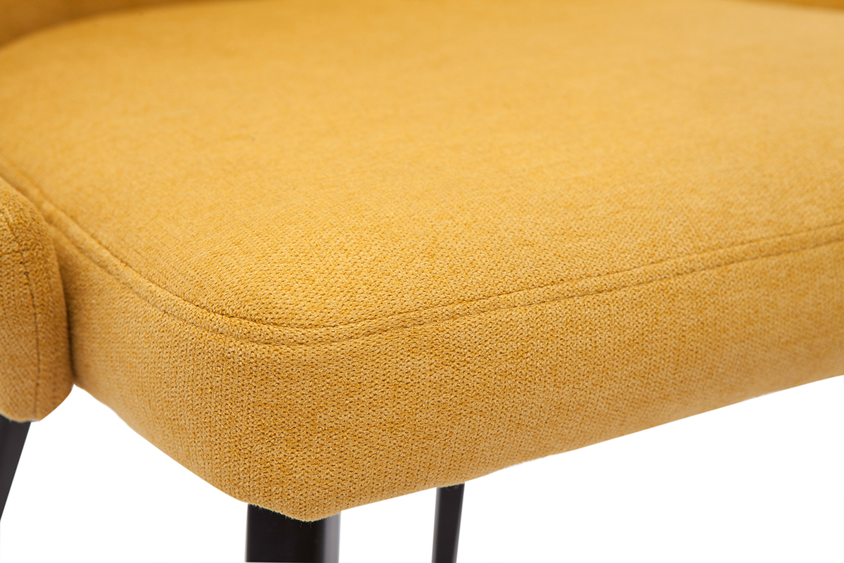 Chaises design en tissu effet velours jaune moutarde et mtal noir (lot de 2) REEZ