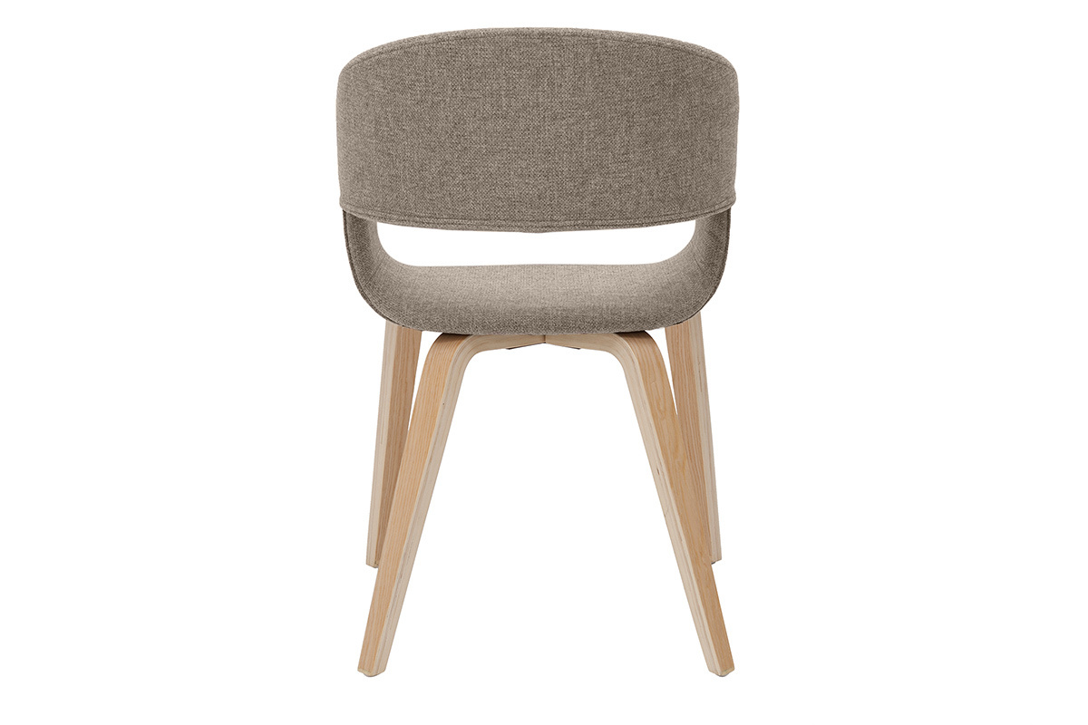 Chaises design en tissu taupe et bois clair (lot de 2) SLAM