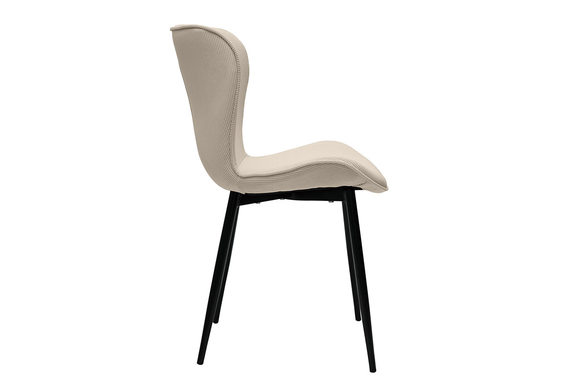 Chaises design en tissu velours ctel beige et mtal noir (lot de 2) ADDICT