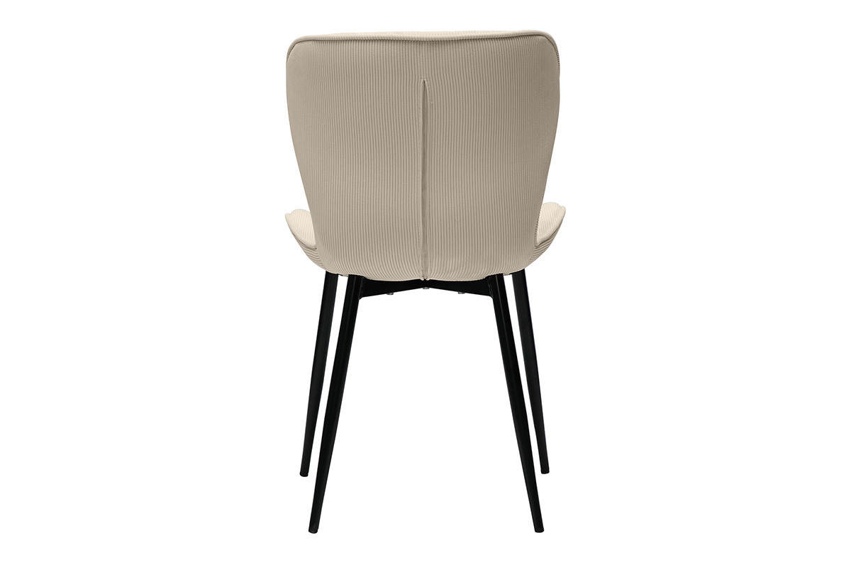 Chaises design en tissu velours ctel beige et mtal noir (lot de 2) ADDICT