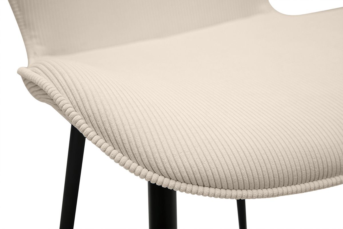 Chaises design en tissu velours ctel beige et mtal noir (lot de 2) ADDICT