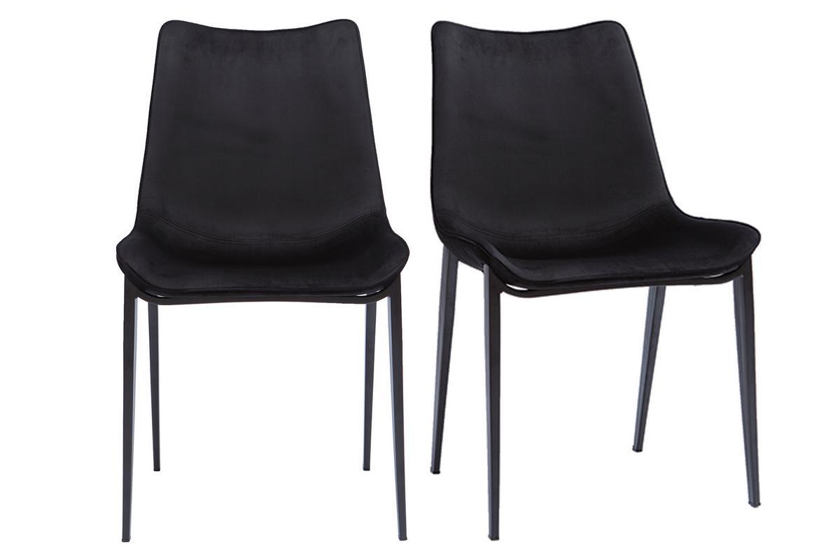 Chaises design en tissu velours noir et mtal (lot de 2) BLAZE