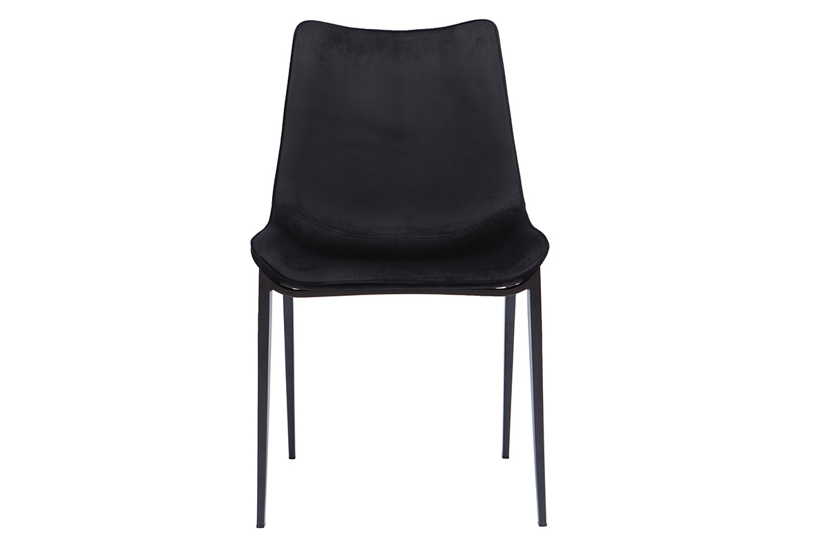 Chaises design en tissu velours noir et mtal (lot de 2) BLAZE