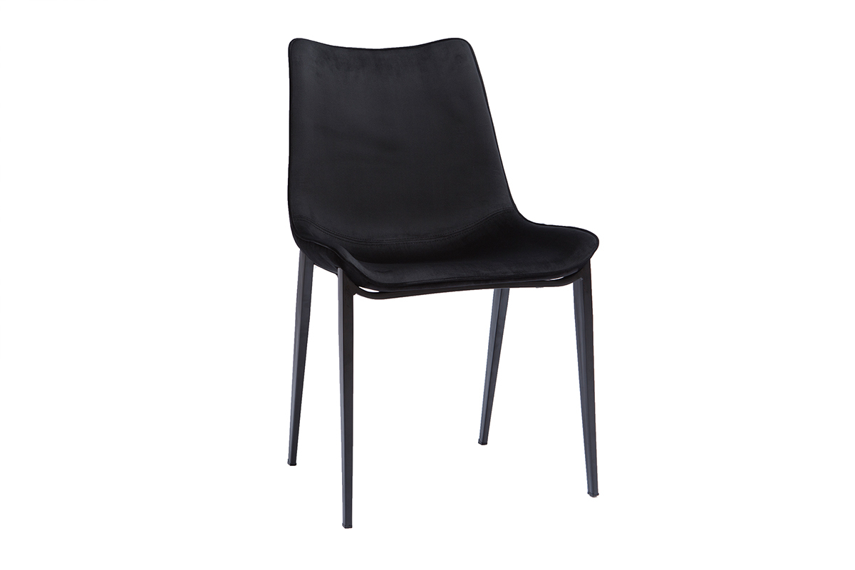 Chaises design en tissu velours noir et mtal (lot de 2) BLAZE