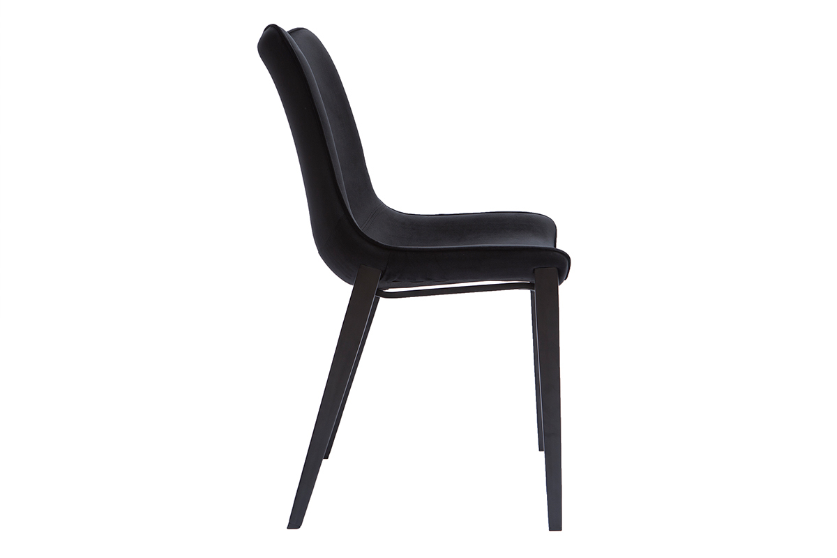 Chaises design en tissu velours noir et mtal (lot de 2) BLAZE