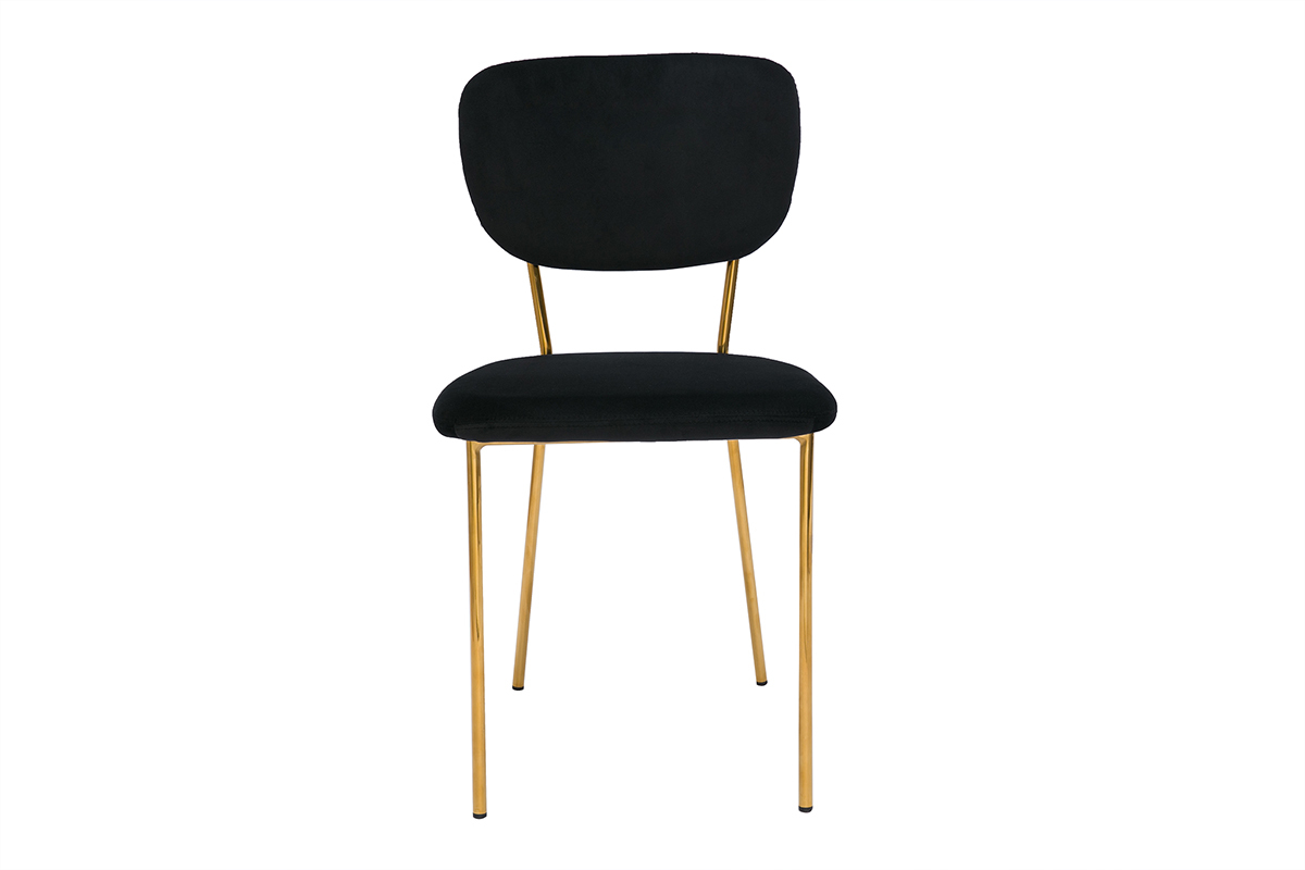 Chaises design en tissu velours noir et mtal dor (lot de 2) LEPIDUS