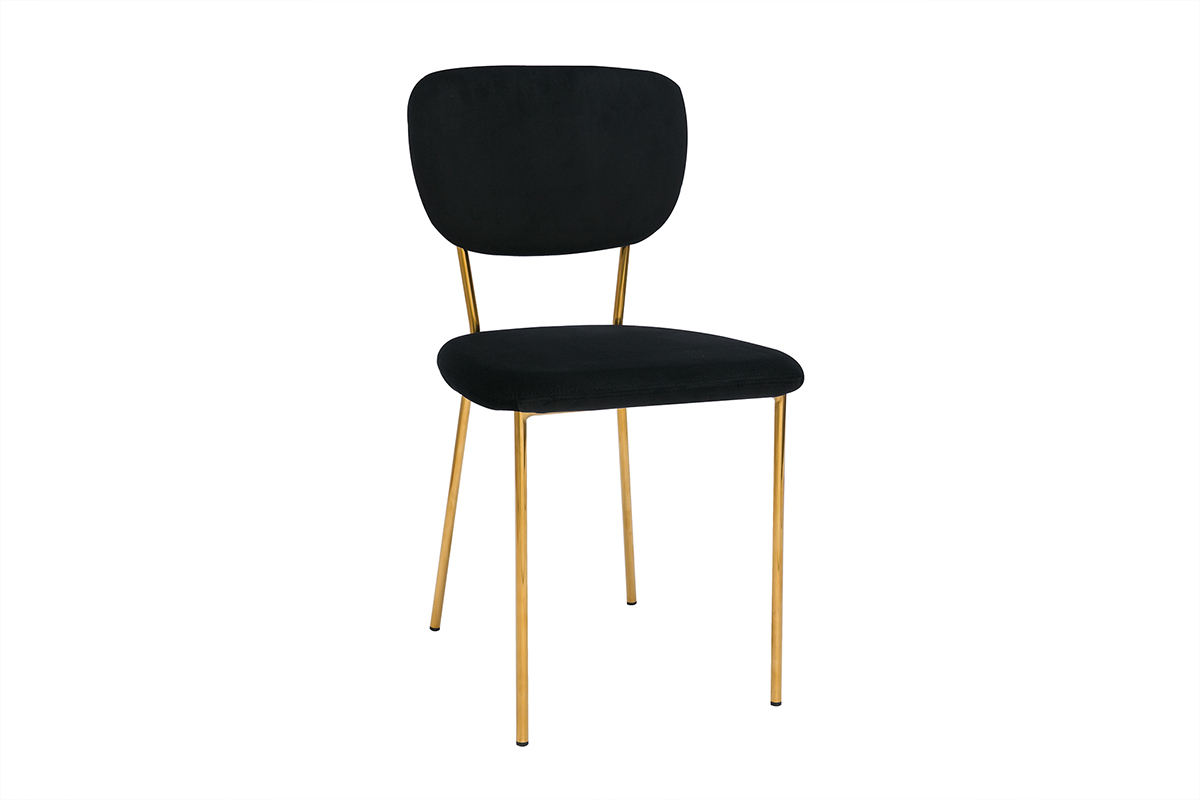 Chaises design en tissu velours noir et mtal dor (lot de 2) LEPIDUS