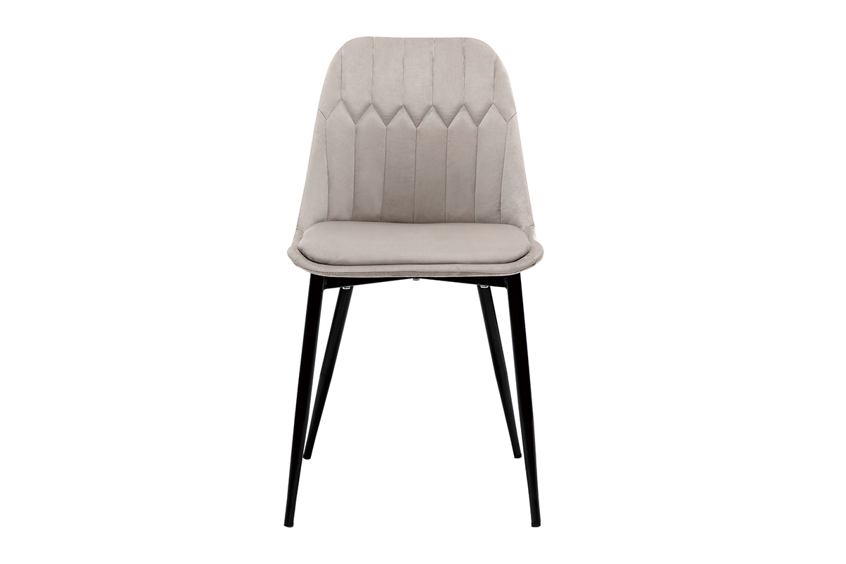 Chaises design en tissu velours taupe et mtal noir (lot de 2) FUSE