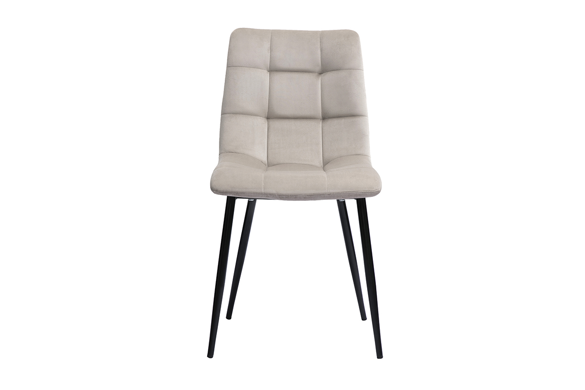 Chaises design en tissu velours taupe et mtal noir (lot de 2) MAXWELL