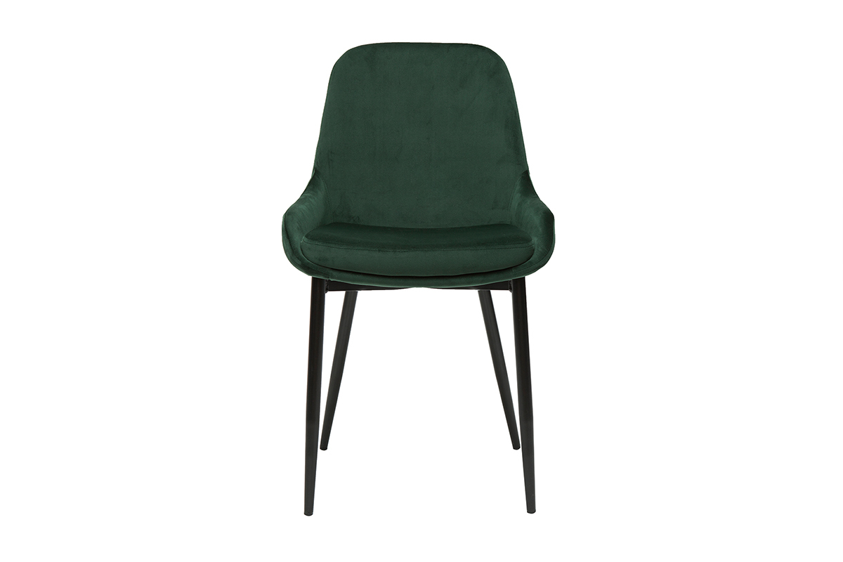 Chaises design en tissu velours vert fonc et mtal noir (lot de 2) HOLO