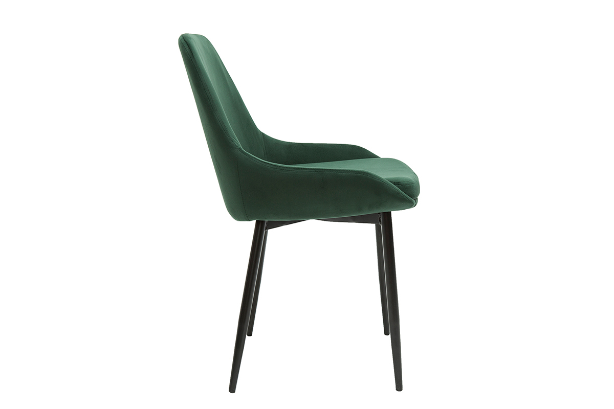 Chaises design en tissu velours vert fonc et mtal noir (lot de 2) HOLO