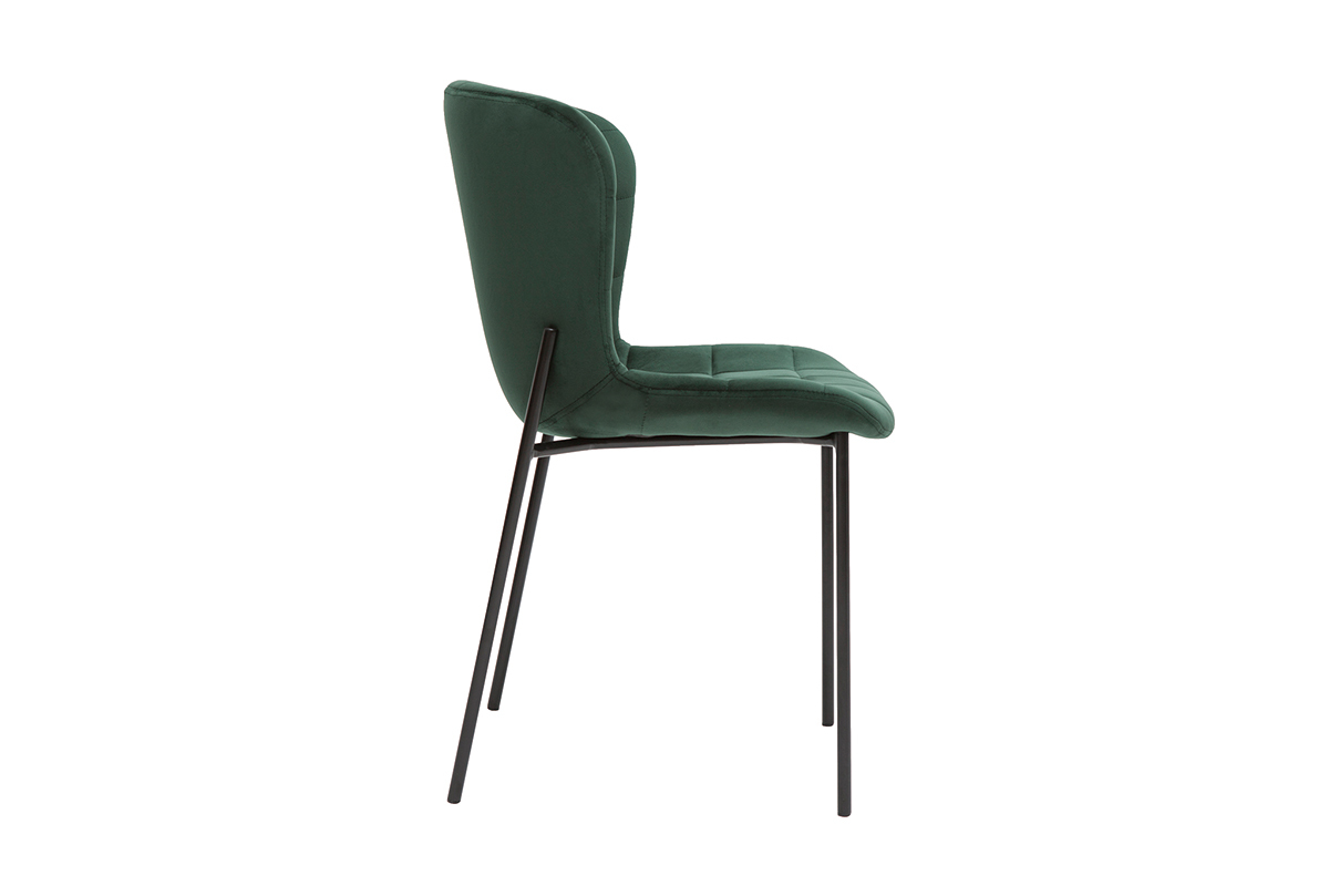 Chaises design en tissu velours vert fonc et mtal noir (lot de 2) SAIGA