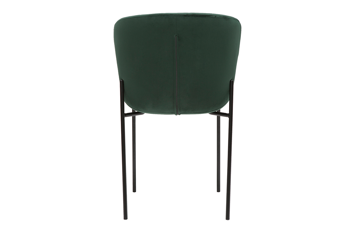 Chaises design en tissu velours vert fonc et mtal noir (lot de 2) SAIGA