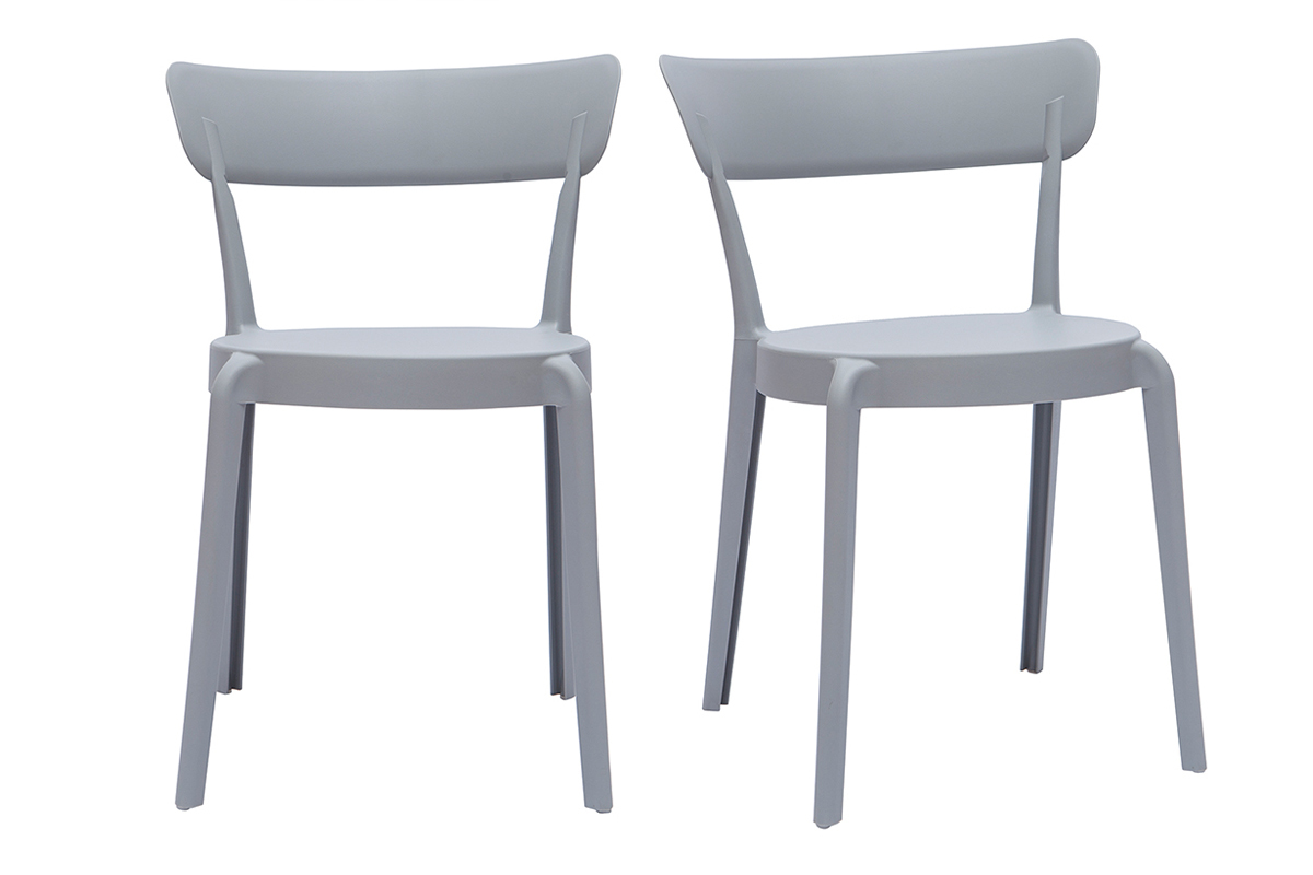 Chaises design gris clair empilables intrieur - extrieur (lot de 2) RIOS